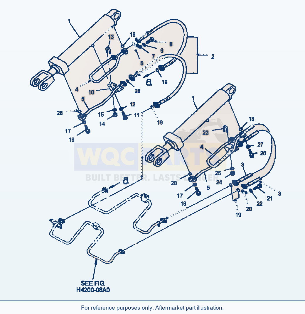 Komatsu WA380-3MC Boom Cylinder Piping parts diagram