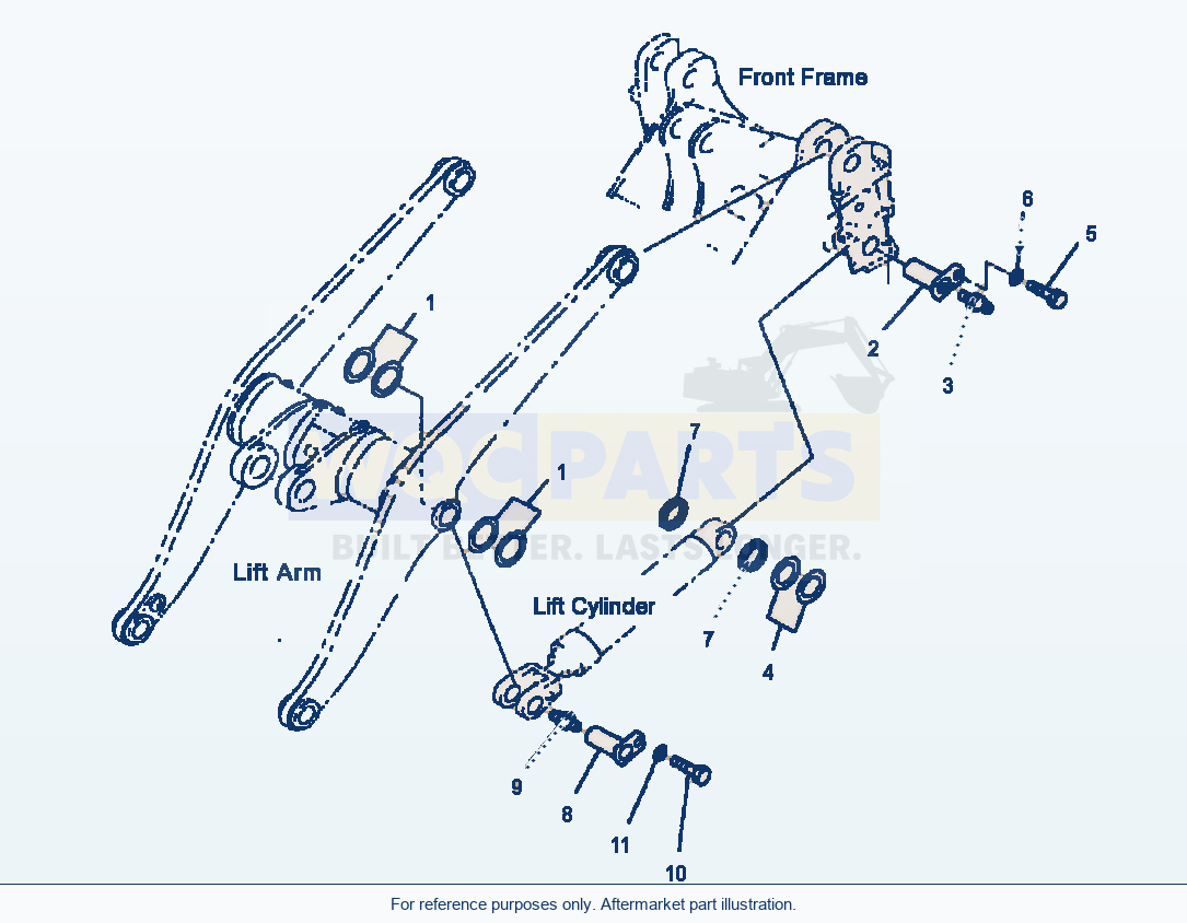 Komatsu WA380-3MC Lift Cylinder - Mounting parts diagram
