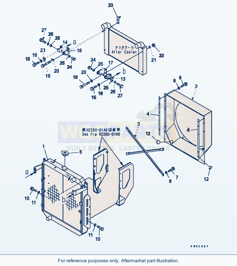 Komatsu WA380-5-SN Radiator parts diagram