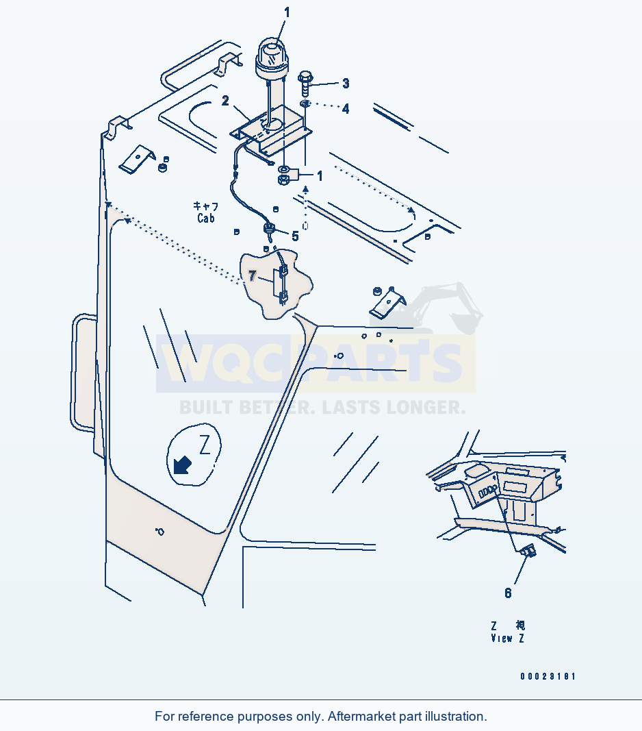Komatsu WA380-5-SN Beacon Lamp parts diagram