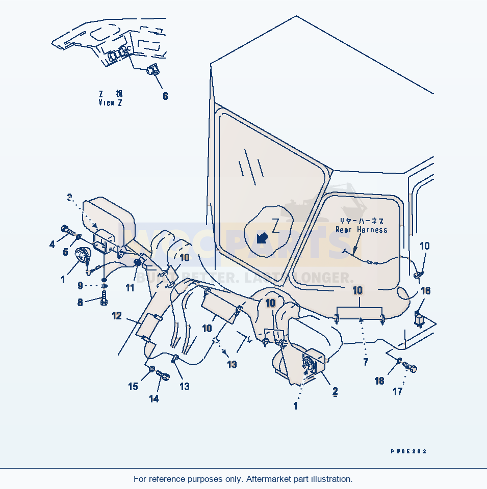 Komatsu WA380-5-SN Fog Lamp parts diagram