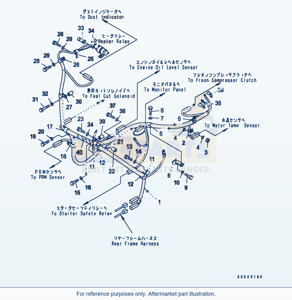 Komatsu WA380-5-SN Engine Realted Parts (Wiring Harness) parts diagram