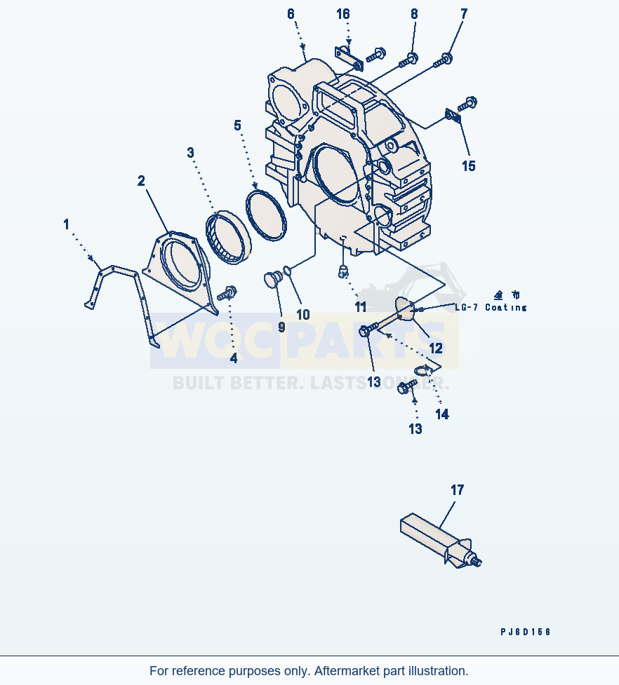 Komatsu WA380-5-SN Flywheel Housing(#26800007-) parts diagram