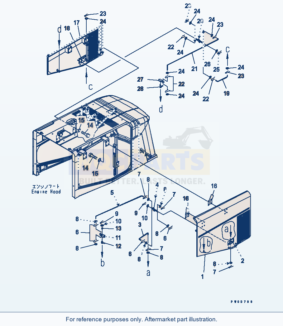 Komatsu WA380-5-SN Hood (Door And Spring) parts diagram