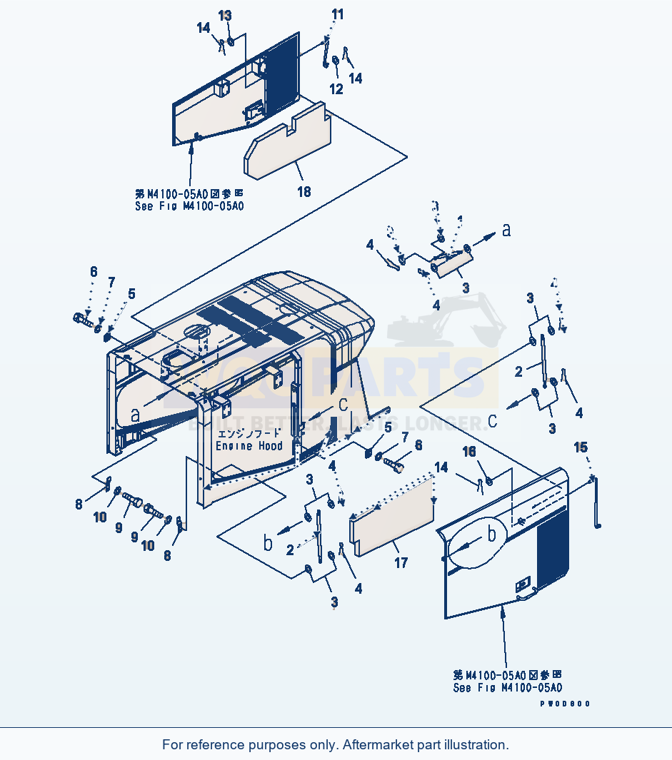 Komatsu WA380-5-SN Hood (Gas Spring) parts diagram
