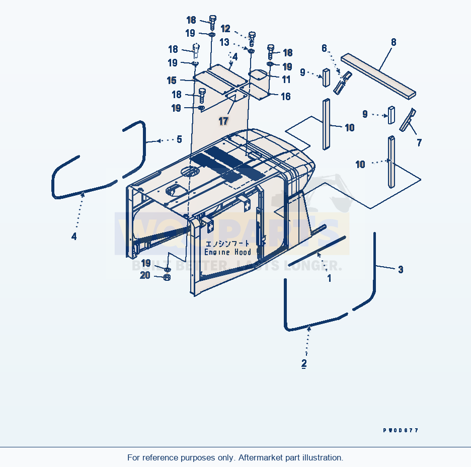 Komatsu WA380-5-SN Hood (Seal And Sheet) (Snow Removing Spec.) parts diagram