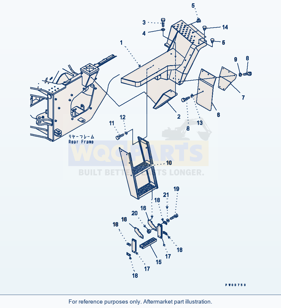 Komatsu WA380-5-SN Ladder (Floor L.H.) (For 2-Persons Cab) parts diagram