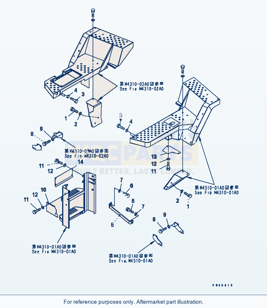Komatsu WA380-5-SN Ladder (Support Mount And Cover) parts diagram
