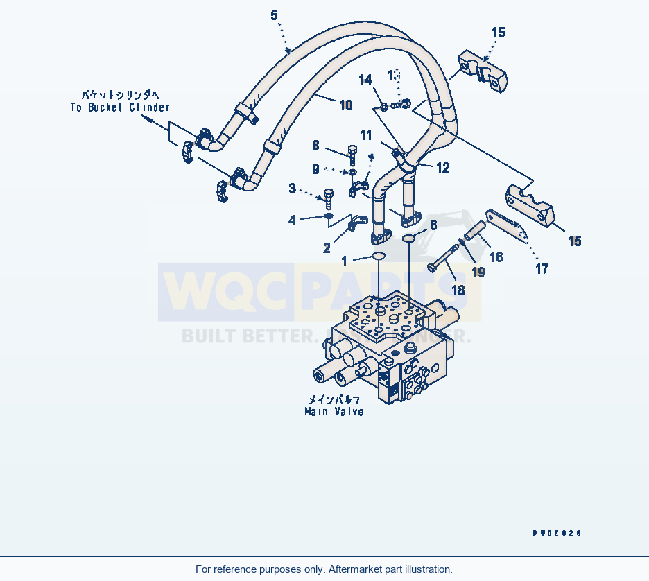 Komatsu WA380-5-SN Hydraulic Piping (Dump Cylinder Line) parts diagram