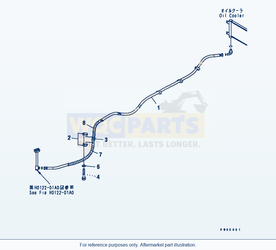Komatsu WA380-5-SN Hydraulic Piping (Steering Oil Cooler Line) parts diagram