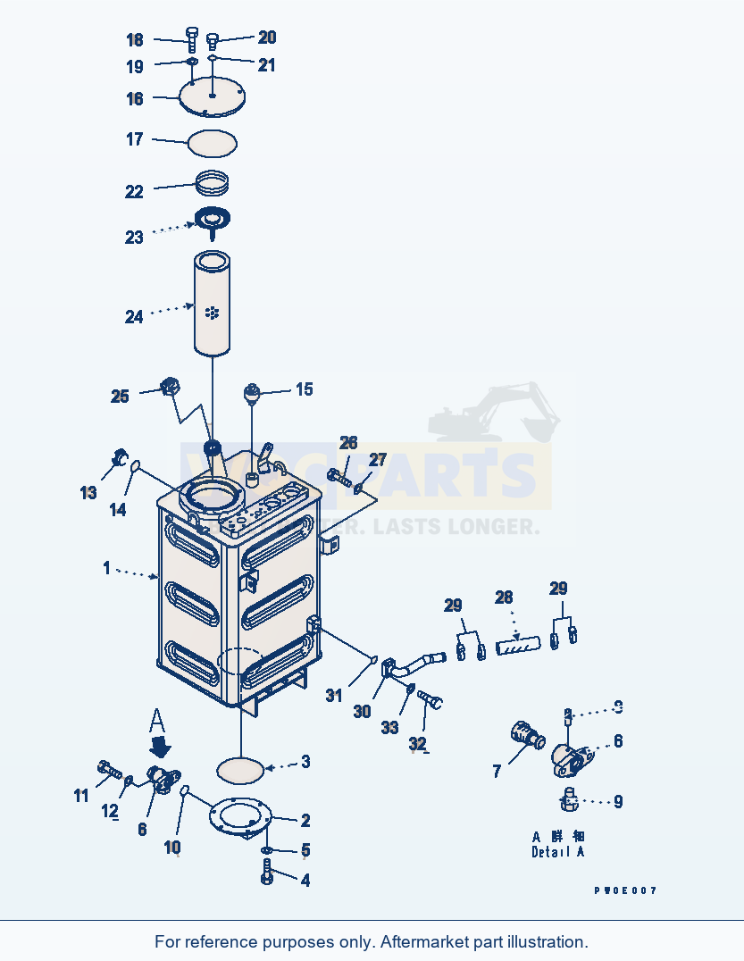 Komatsu WA380-5-SN Hydraulic Tank (For Emergency Steering) parts diagram