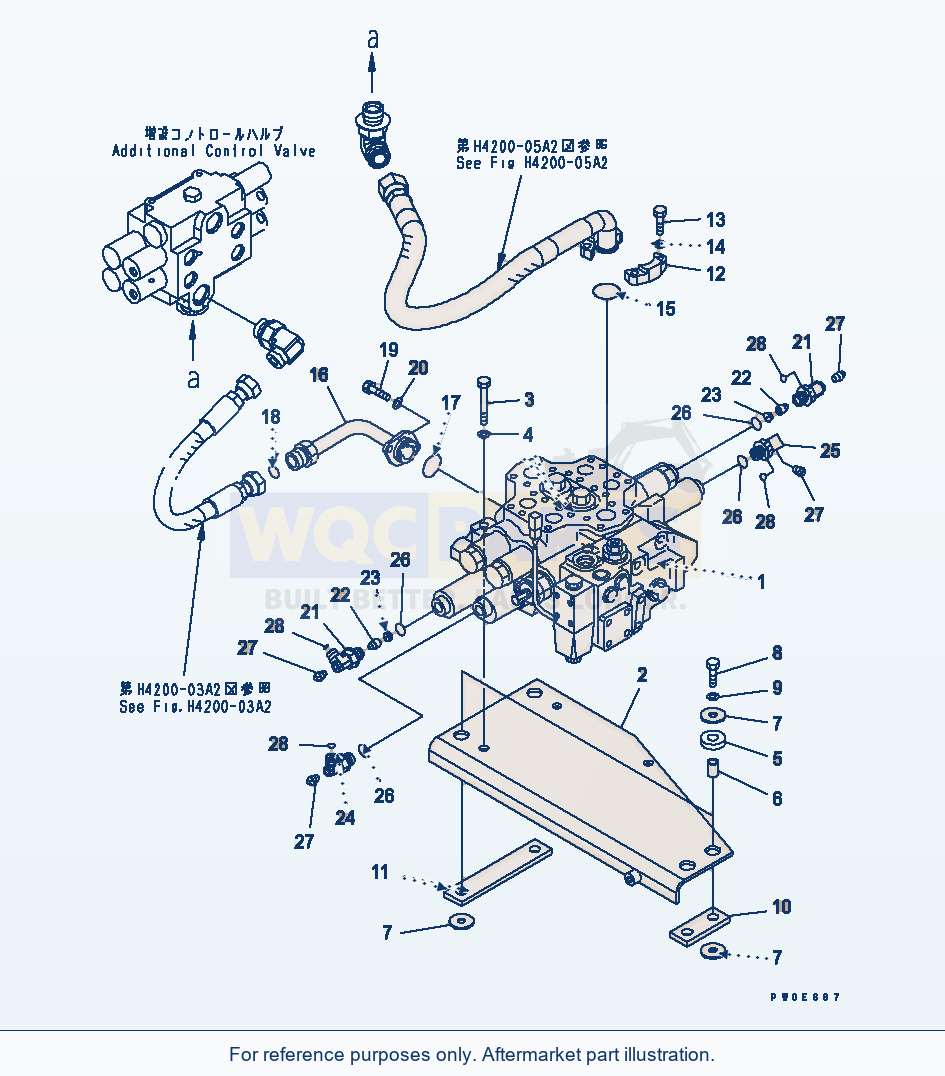 Komatsu WA380-5-SN Main Valve (For Additonal 2-Spool Valve) parts diagram