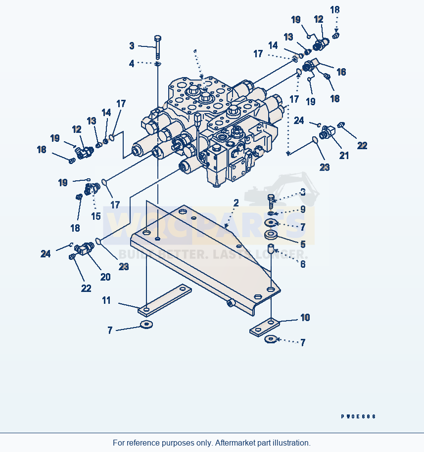 Komatsu WA380-5-SN Main Valve (With 3-Spool Valve) parts diagram