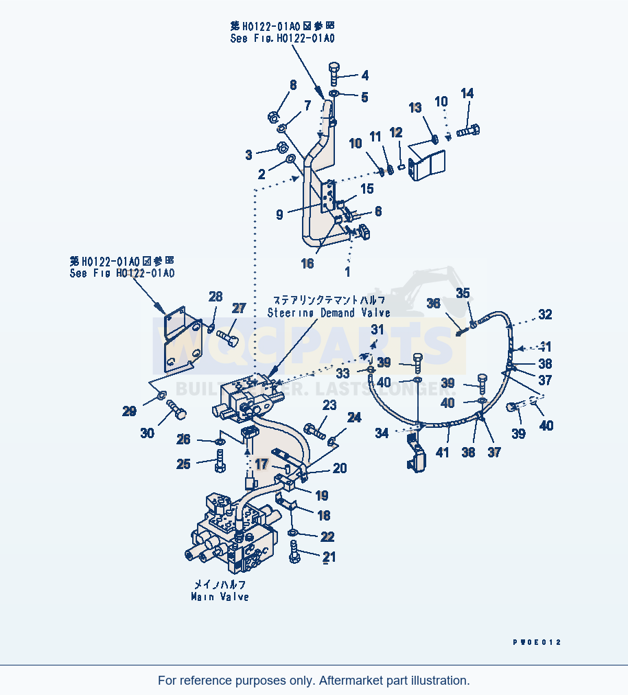 Komatsu WA380-5-SN Steering Deamand Valve Piping Mouniting parts diagram