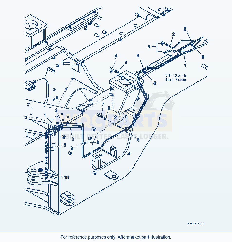 Komatsu WA380-5-SN Remote Grease (Rear Tube) parts diagram