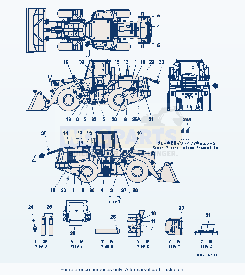 Komatsu WA380-5-SN Marks And Plates (For Auto Grease) parts diagram