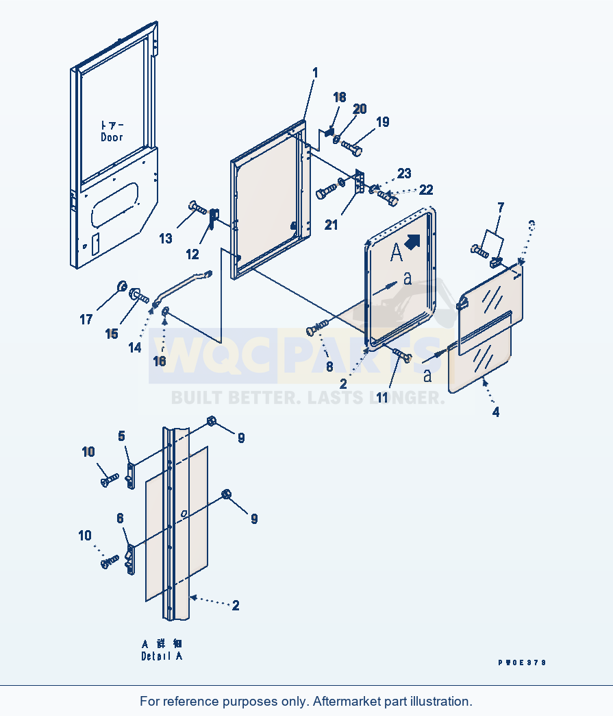 Komatsu WA380-5-SN 2-Persons Cab (Door, L.H., Window) parts diagram
