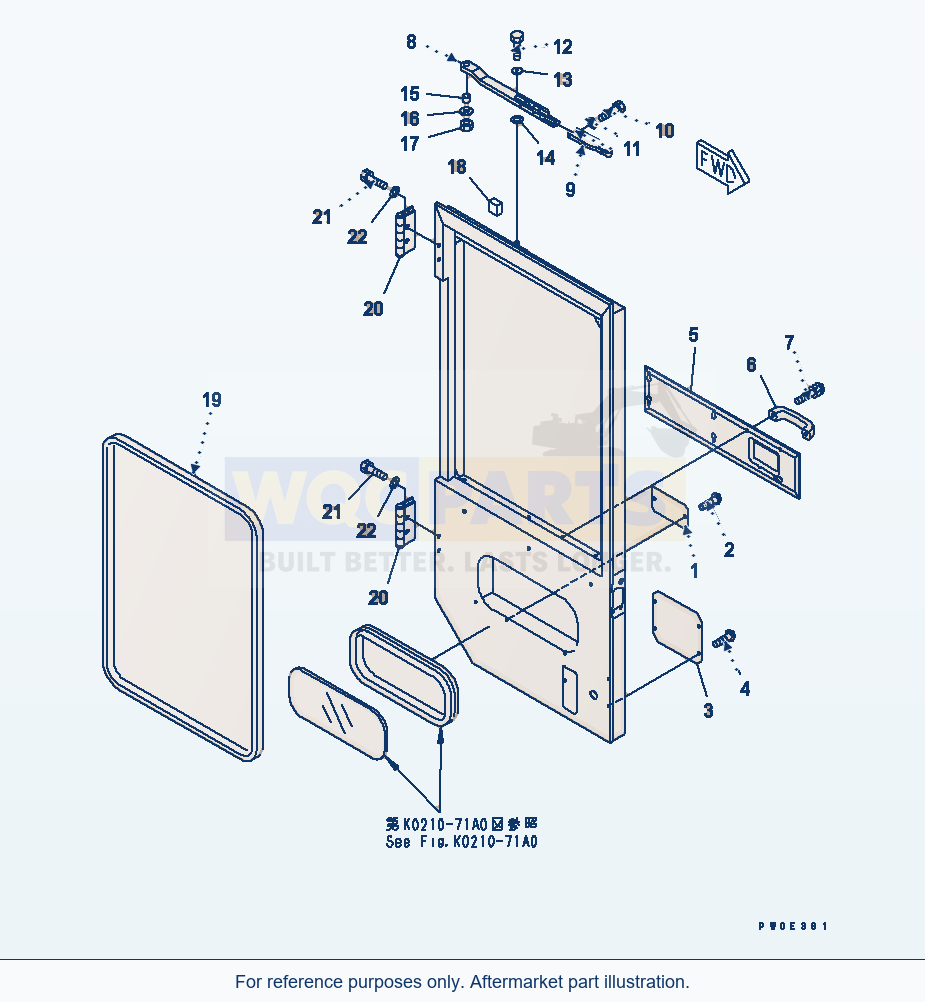 Komatsu WA380-5-SN 2-Persons Cab (Door, R.H., Related Parts) parts diagram