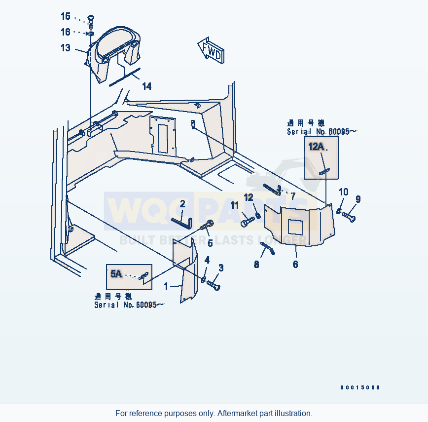 Komatsu WA380-5-SN 2-Persons Cab (Front Lower Cover) parts diagram