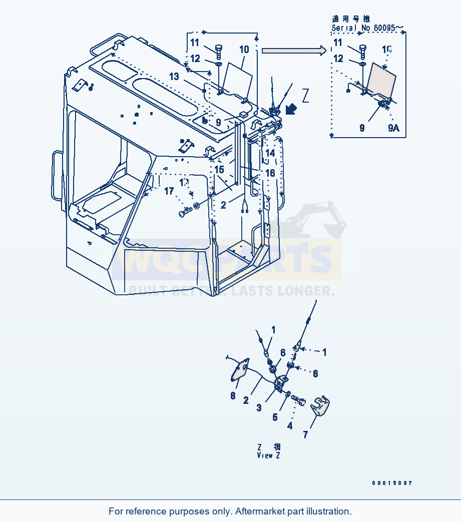 Komatsu WA380-5-SN 2-Persons Cab (Komtrax) (Antenna) parts diagram