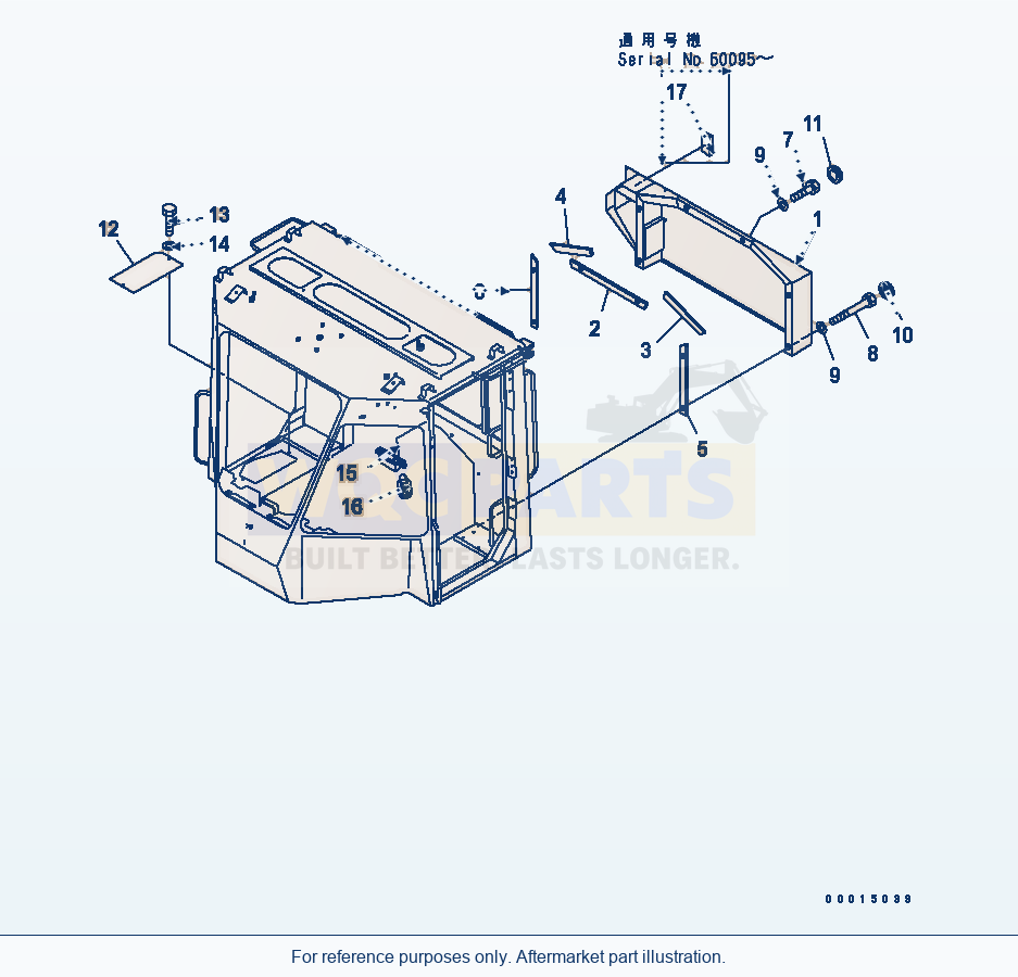 Komatsu WA380-5-SN 2-Persons Cab (Rear Cover) parts diagram