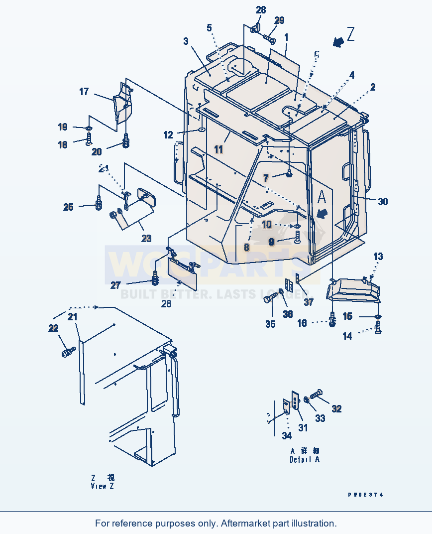 Komatsu WA380-5-SN 2-Persons Cab (Roof And Interior Trim) parts diagram