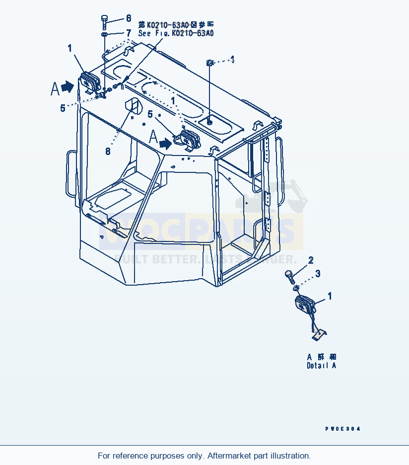 Komatsu WA380-5-SN 2-Persons Cab (Work Lamp) parts diagram