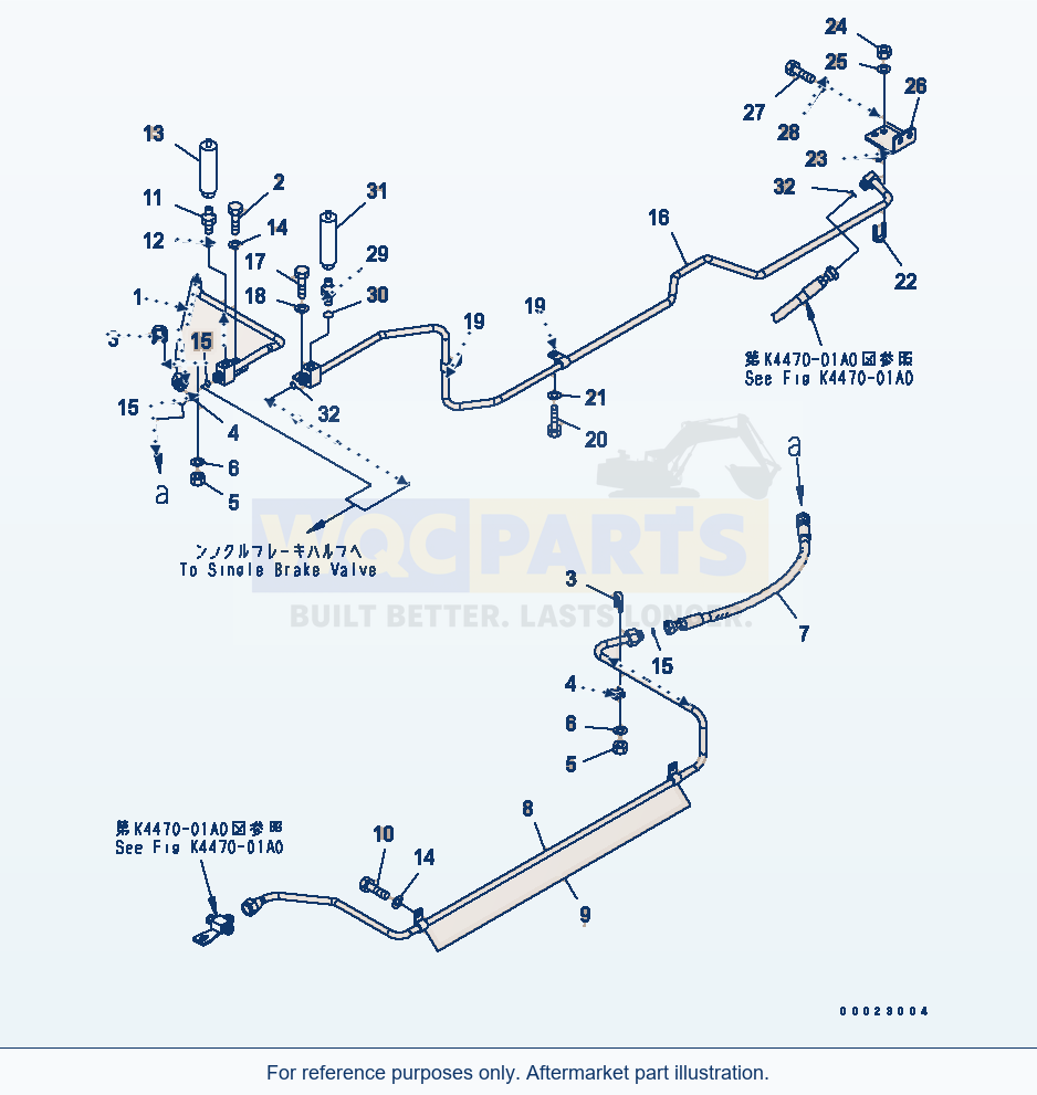 Komatsu WA380-5-SN Brake Piping (Front And Rear Axle Pipng) parts diagram