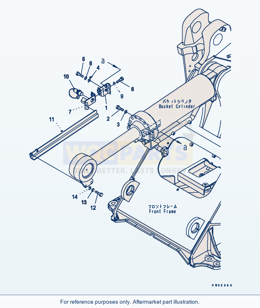 Komatsu WA380-5-SN Bucket Positioner parts diagram
