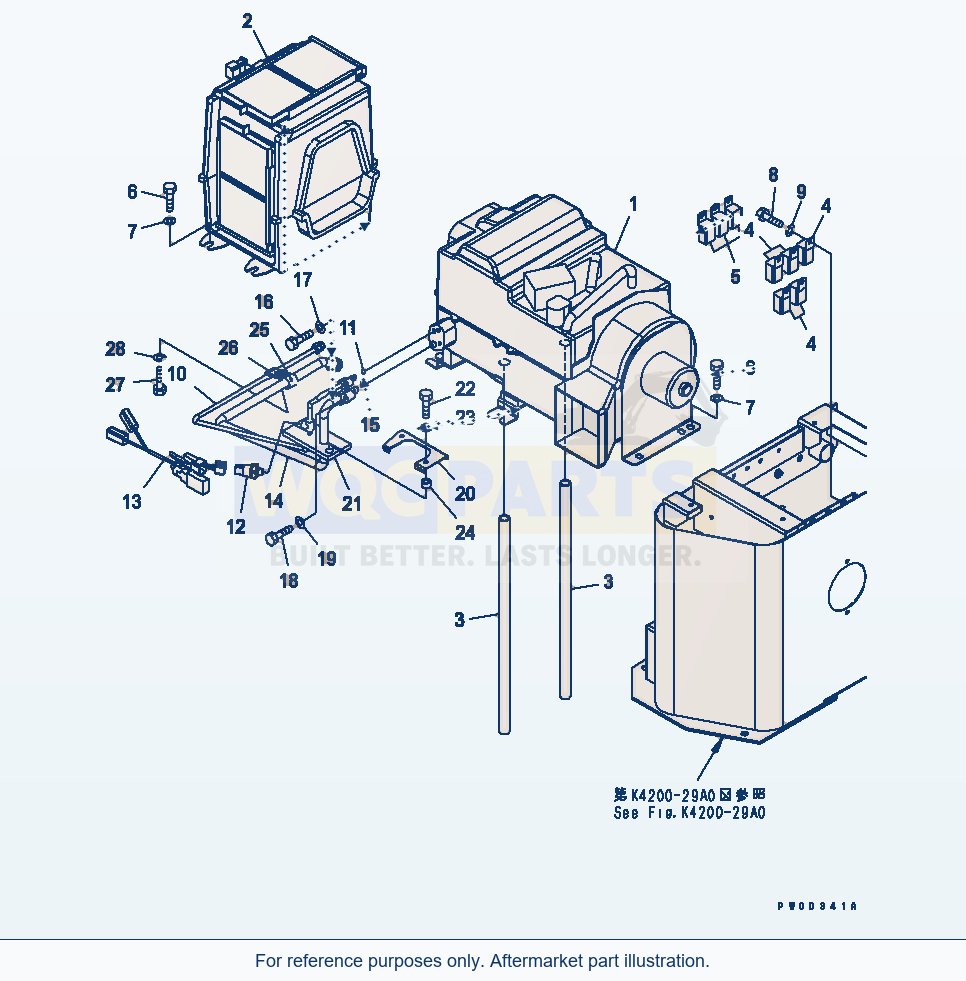 Komatsu WA380-5-SN Floor Frame (Air Con And Heater) parts diagram