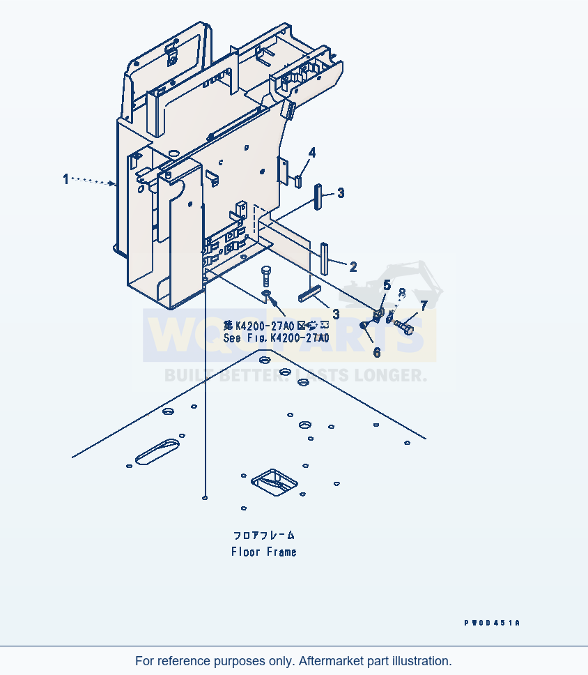 Komatsu WA380-5-SN Floor Frame (Console Box) (R.H.) parts diagram