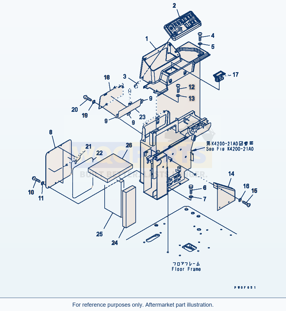 Komatsu WA380-5-SN Floor Frame (Console) (R.H.) (Cover) parts diagram