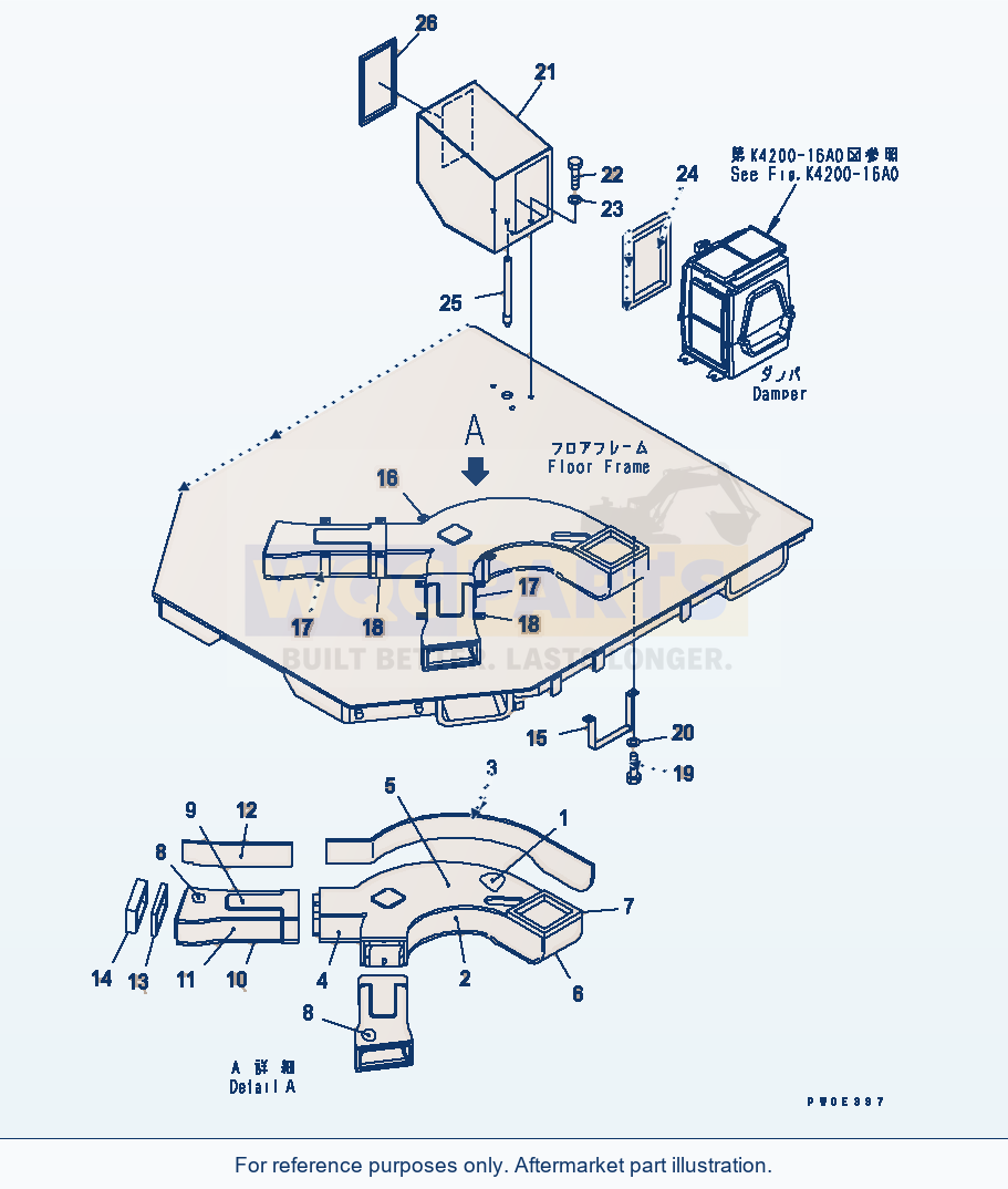 Komatsu WA380-5-SN Floor Frame (Duct) (For 2-Persons Cab) parts diagram