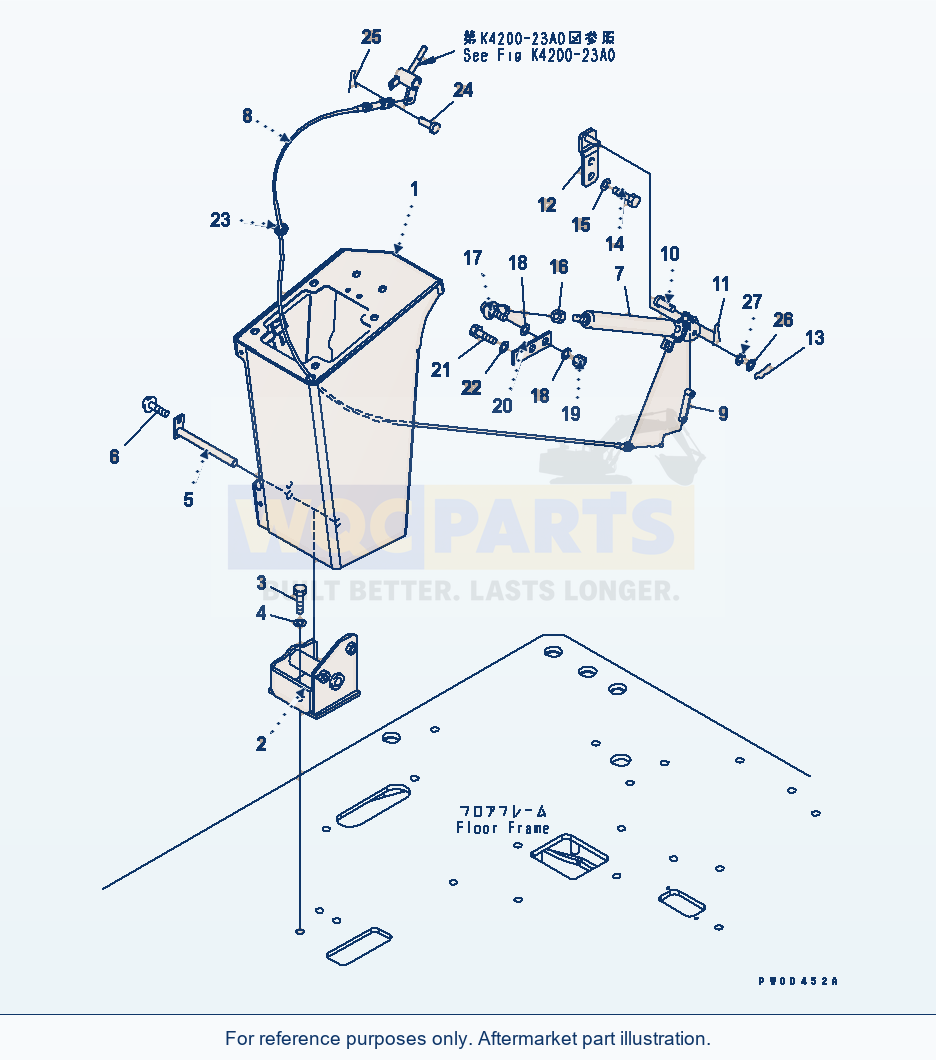 Komatsu WA380-5-SN Floor Frame (Loader Control) (Tilt Stand) parts diagram