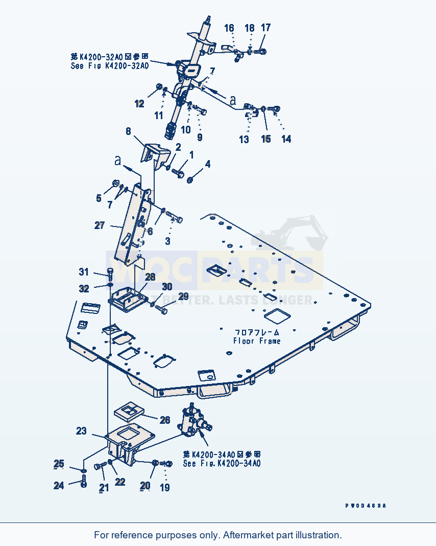 Komatsu WA380-5-SN Steering Wheel And Column (Mounting) parts diagram