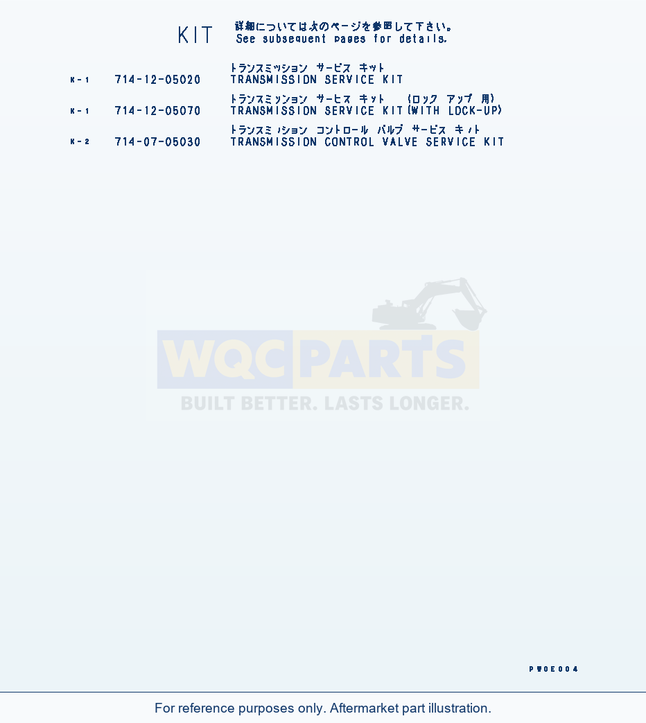 Komatsu WA380-5-SN Service Kit parts diagram