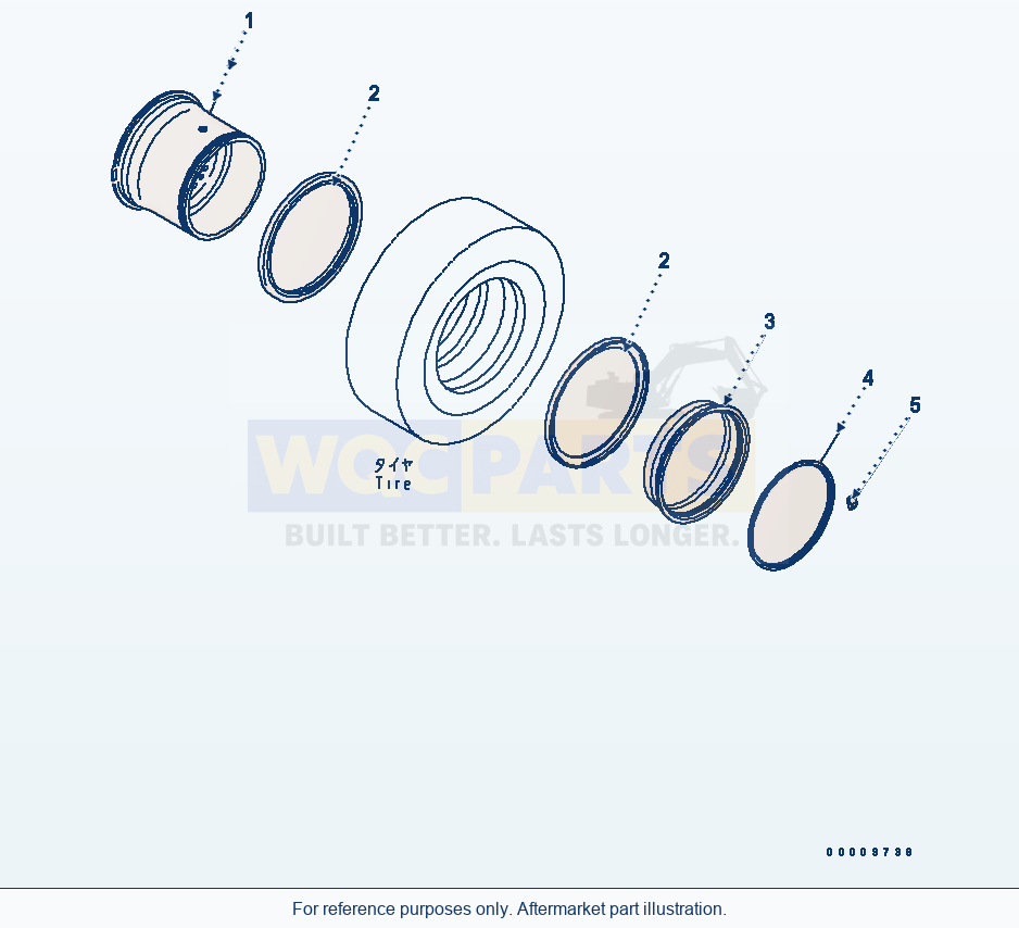 Komatsu WA380-5-SN Rim (For 20.5-25 T/L, 5-Pla) parts diagram