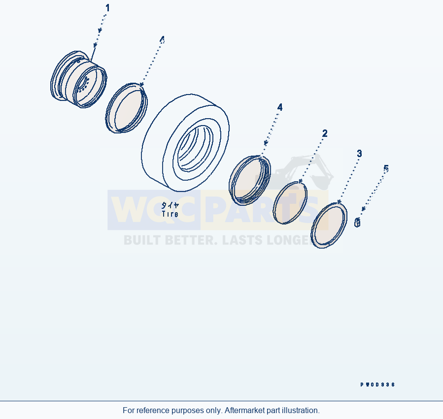 Komatsu WA380-5-SN Rim (For 23.5-25 Tubeless Tire) parts diagram