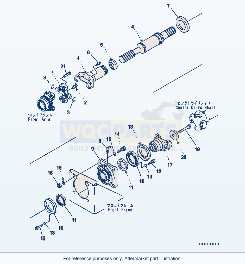 Komatsu WA380-5-SN Drive Shaft (Front) (For Auto Grease) parts diagram