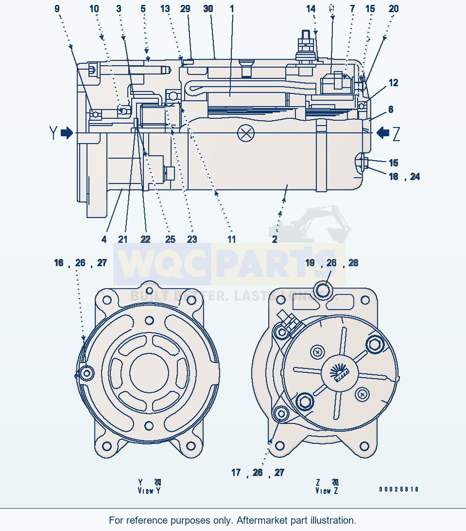 Komatsu WA380-5-SN Emergency Steering Motor parts diagram