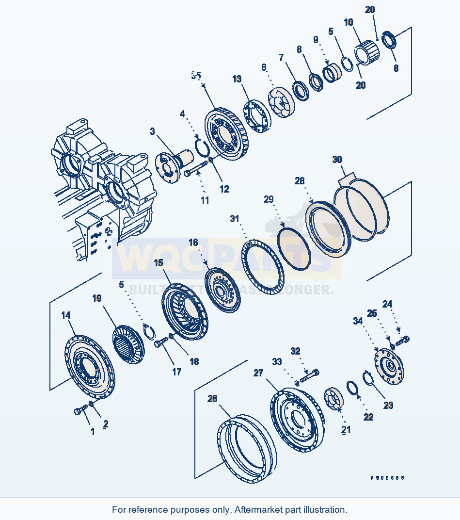 Komatsu WA380-5-SN Torque Converter (With Lock-Up) parts diagram