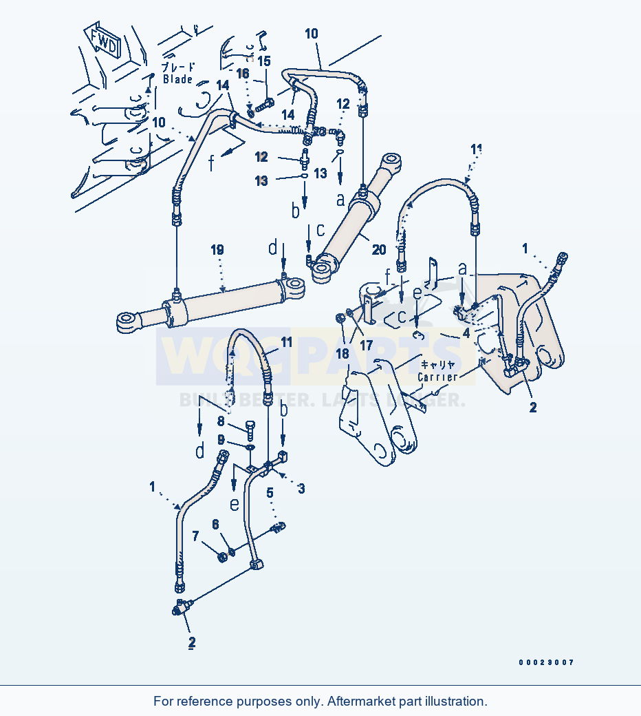 Komatsu WA380-5-SN Blade (P.A.P.) (Angle Cylinder Line) parts diagram