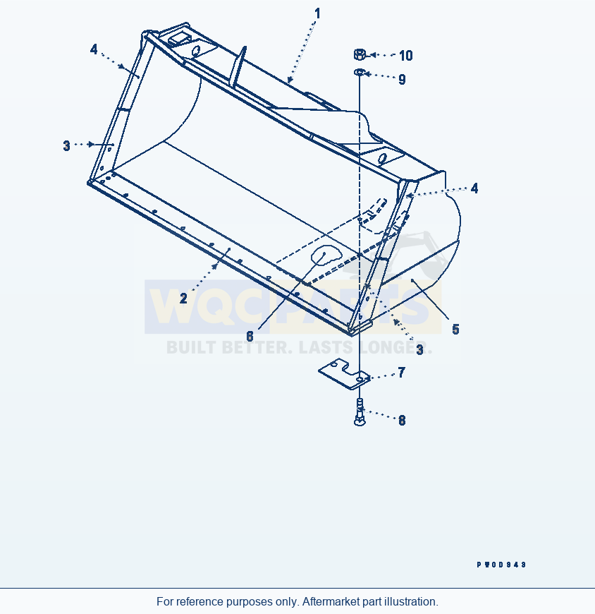 Komatsu WA380-5-SN Bucket 3.2m³ (With B.O.C., 3.4m³) parts diagram