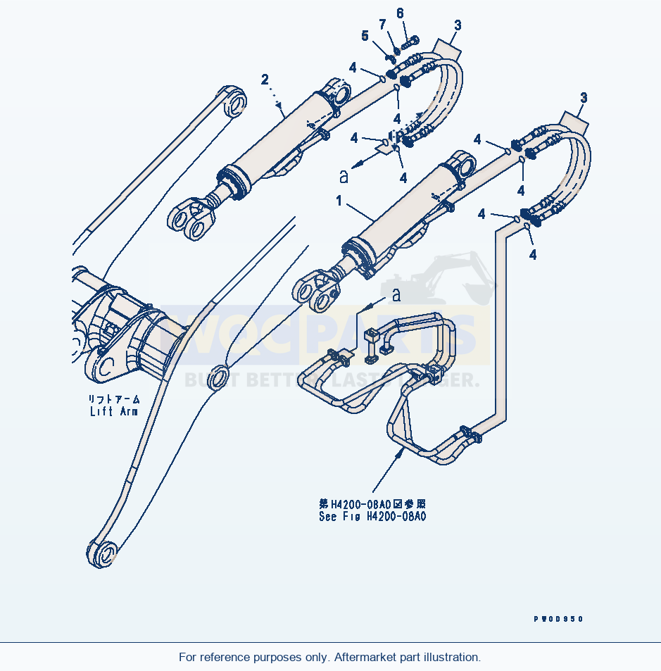 Komatsu WA380-5-SN Lift Cylinder parts diagram