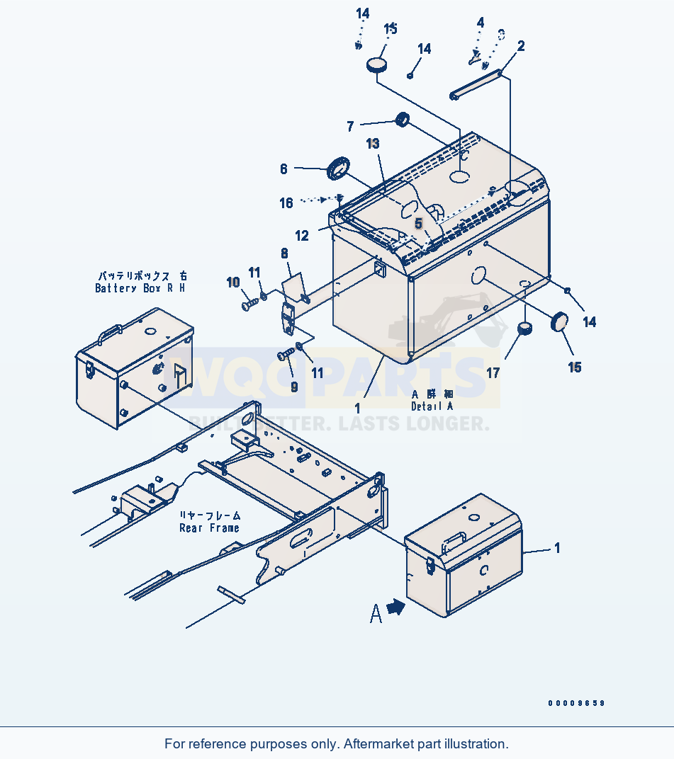 Komatsu WA380-5-TN Battery Box (L.H.) (For Tunnel Spec.) parts diagram