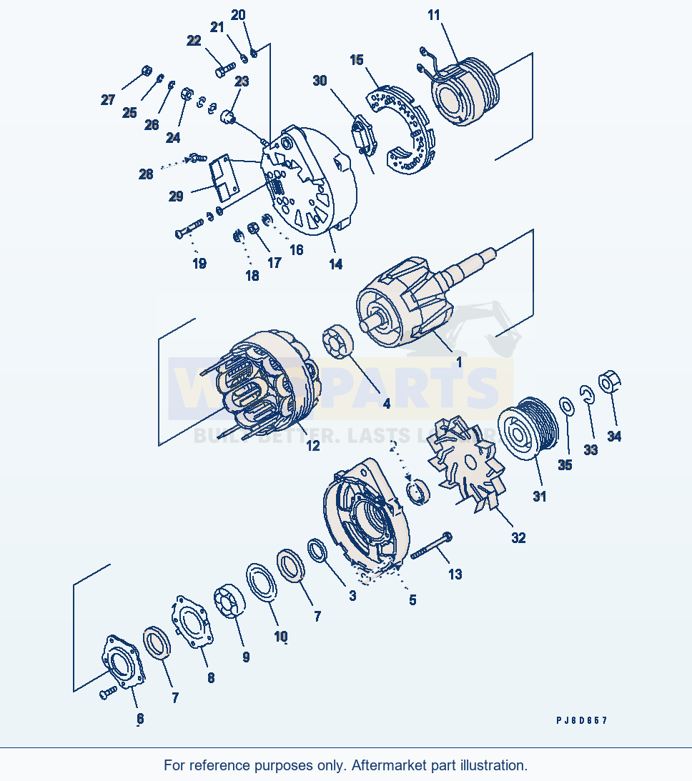 Komatsu WA380-5-TN Alternator (90A) (Inner Parts)(#26800007-) parts diagram