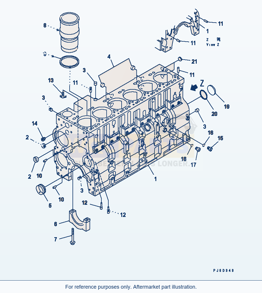 Komatsu WA380-5-TN Cylinder Block parts diagram