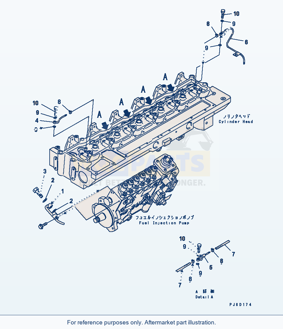 Komatsu WA380-5-TN Fuel Drain Tube(#26800007-) parts diagram