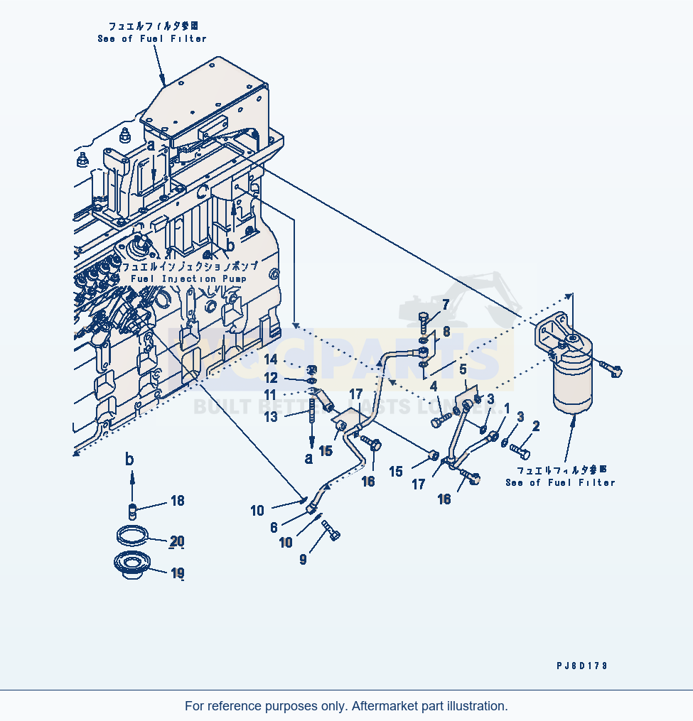 Komatsu WA380-5-TN Fuel Filter Piping(#26800425-26802112) parts diagram