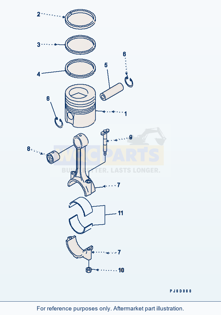 Komatsu WA380-5-TN Piston parts diagram